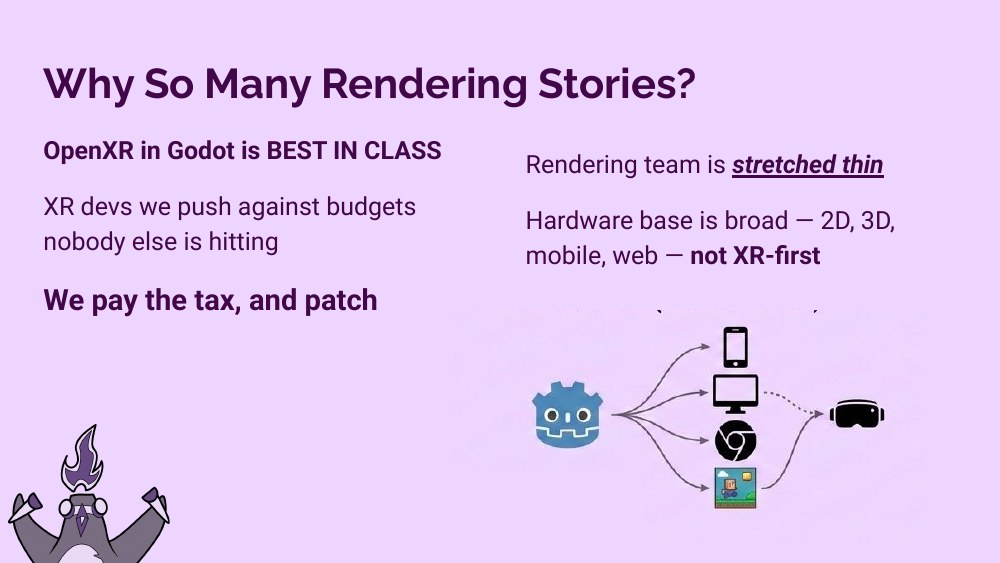 Why So Many Rendering Stories — OpenXR in Godot is best in class, but the rendering team is stretched thin across mobile, desktop, web and XR